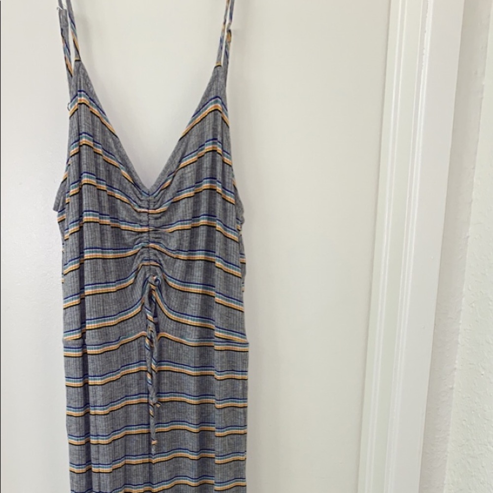 Grey stripped pant romper from target.